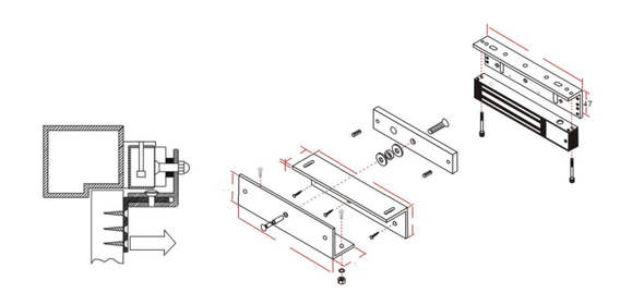 SECURITY ACCESS CONTROL MAGNETIC LOCK L BRACKET HIKVISION DS-K4H258-LZ O-STD