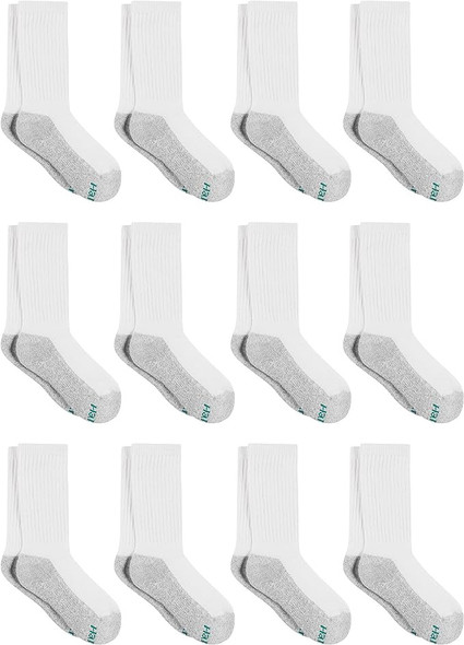 Kids Socks Hanes 12Pack White Crew / Ankle Medium
