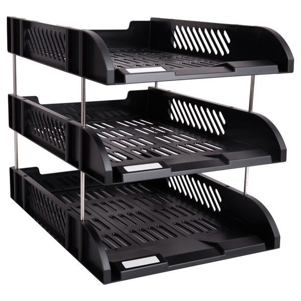 STATIONERY FILE TRAY DELI 9217 3-TIER BLACK