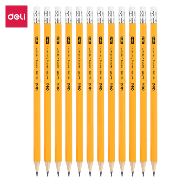 STATIONERY PENCIL DELI 7079 HB = 2 WRITTING CREATIVITY GRAPHITE PENCIL 12PCS BOX