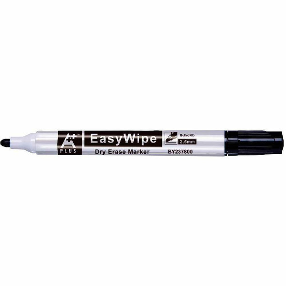 STATIONERY WHITEBOARD DRY ERASE MARKER BEIFA A+ PLUS BLACK EASYWIPE BY237800 BULLET NIB SOLD EACH