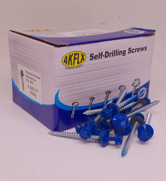 SCREW IND. 2 1/2" 10G BLUE METAL-WOOD AKFLX 950G/130PCS BOX