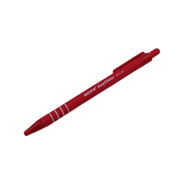 STATIONERY PEN BEIFA EASYCLICKER KB121001 RED BALL POINT 12PCS BOX