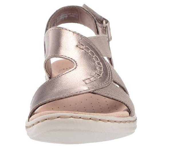 Footwear Clarks Women's Leisa Joy Pewter Metallic Leather Textile