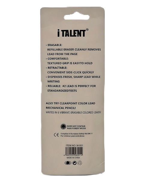 STATIONERY PENCIL 2PCS SET MECHANICAL HB 0.5 60MM M-001 ITALENT