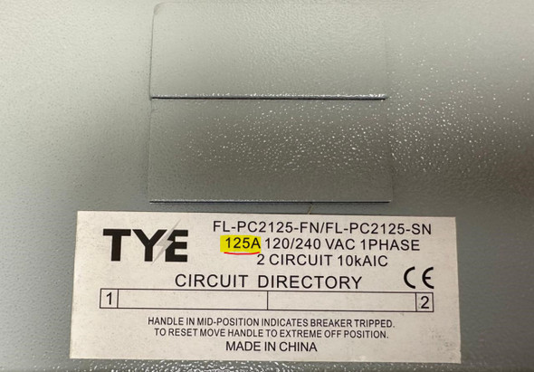 BREAKER PANEL 2 X 4 TYE 125AMPS SURFACE TYPE