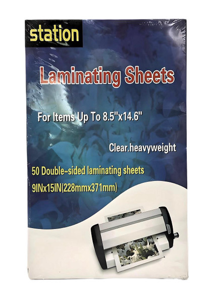 STATIONERY LAMINATING SHEETS STATION SF-150 50PCS PACK 9" X 15" FITS 8.5" X 14.6"