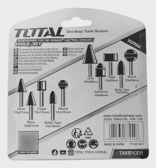 GRINDING STONE SET 10PCS TOTAL TAKB1001 FOR MINI GRINDER