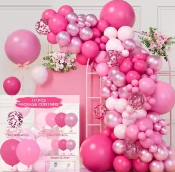 PARTY Decor Kit Balloon Pink 111pc W6501-61