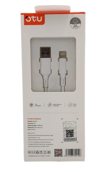 CHARGER CABLE USB OTU DL19-I 1200MM LIGHTING 3.6A HIGH ELASTICITY DATA CABLE