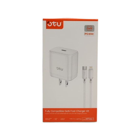CHARGER CABLE USB OTU MT06-I LIGHTING TO TYPE-C PD 30W FULLY COMPATIBLE GAN FAST CHARGER KIT