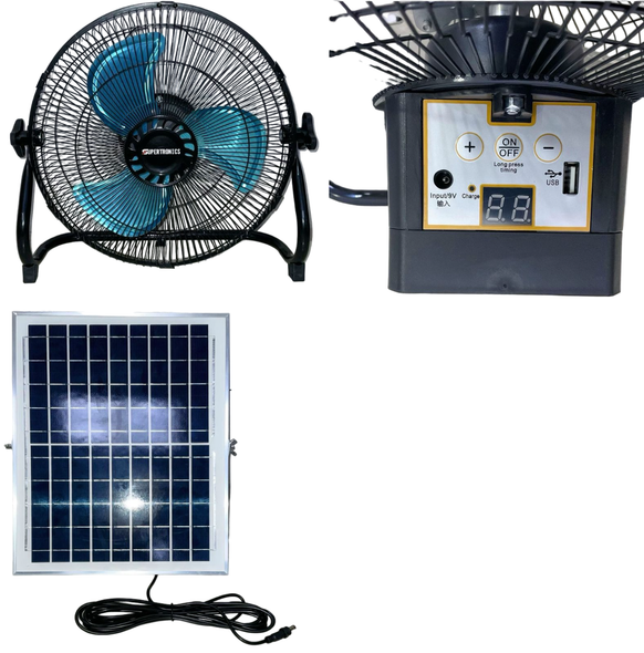FAN HS-118F SOLAR RECHARGEABLE FLOOR AC/DC SUPERTRONICS