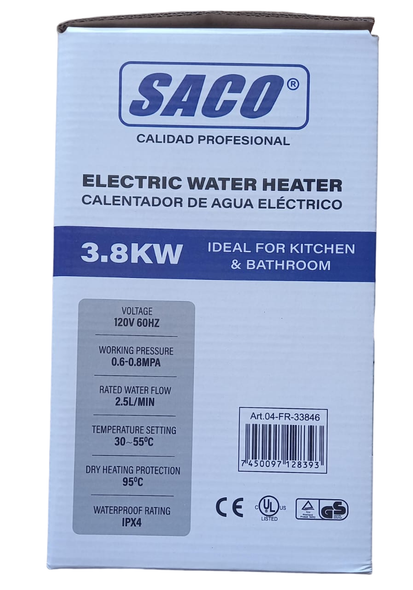 WATER HEATER ELECTRIC SACO 04-FR-33486 3.8KW 120V HOT WATER SHOWER