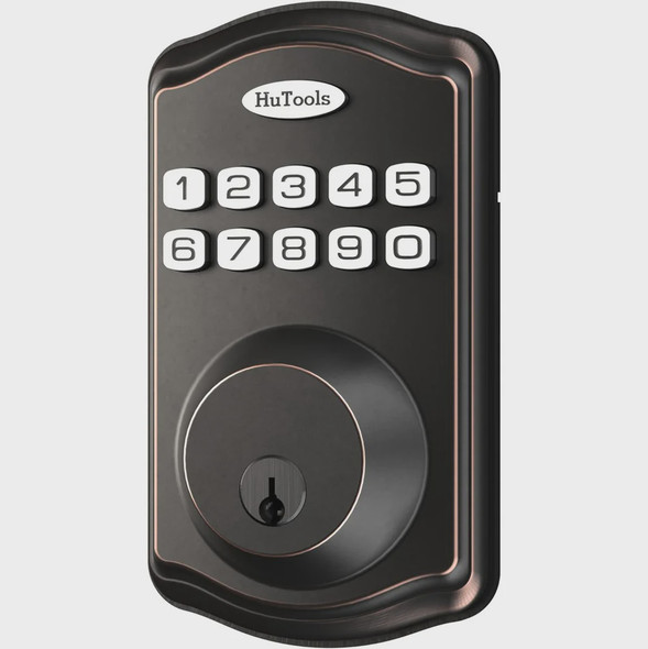 LOCK HUTOOLS DKS01 DEADBOLT ELECTRONIC KEYLESS ENTRY ANTIQUE COPPER