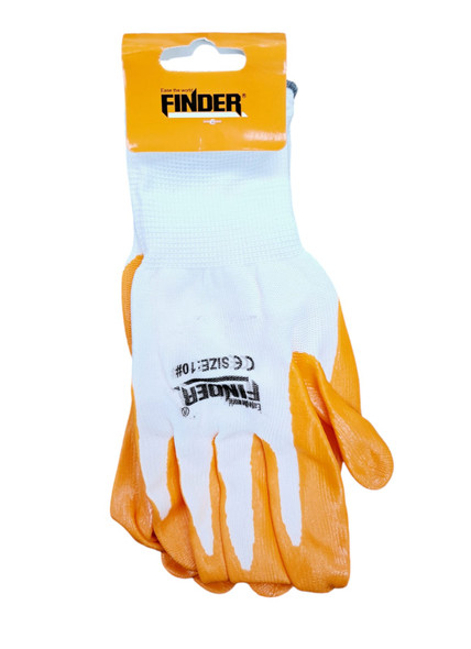 GLOVES CLOTH W/RUBBER PALM ORANGE FINDER #194643
