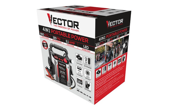 BATTERY JUMP START VECTOR J7CV 4-IN-1 AIR COMPRESSOR USB POWER