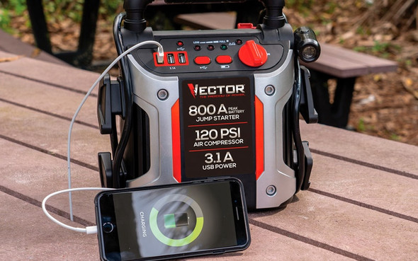 BATTERY JUMP START VECTOR J7CV 4-IN-1 AIR COMPRESSOR USB POWER