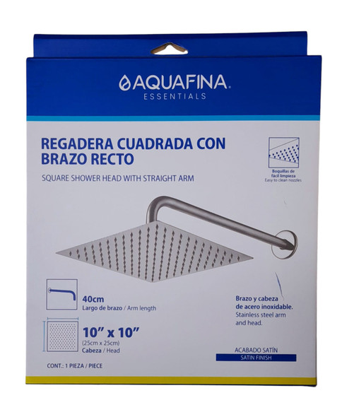 SHOWER HEAD AQUAFINA SQUARE 10" X 10" SATIN CHROME A-SHS10-2
