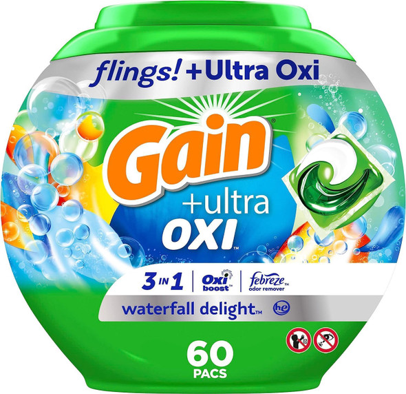 Washing Machine Detergent Gain flings Ultra Oxi 60pacs