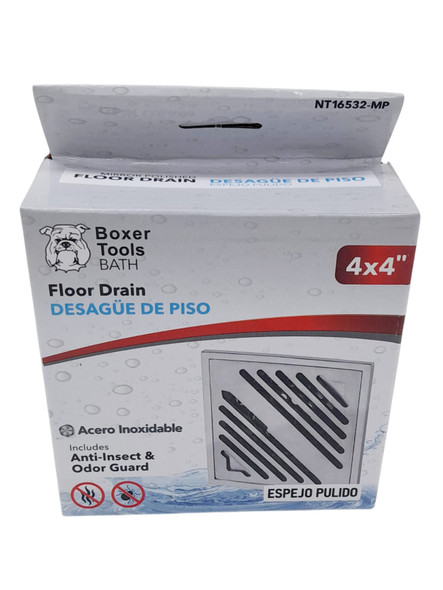 FLOOR DRAIN METAL BOXER TOOLS 4"X4" NT16532-MP CHROME FLOOR DRAIN METAL BOXER TOOLS 4"X4" NT16532-MP CHROME