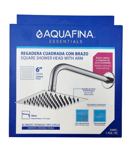 SHOWER HEAD AQUAFINA SQUARE 6" CHROME A-SHS6-1 SHOWER HEAD AQUAFINA SQUARE 6" CHROME A-SHS6-1