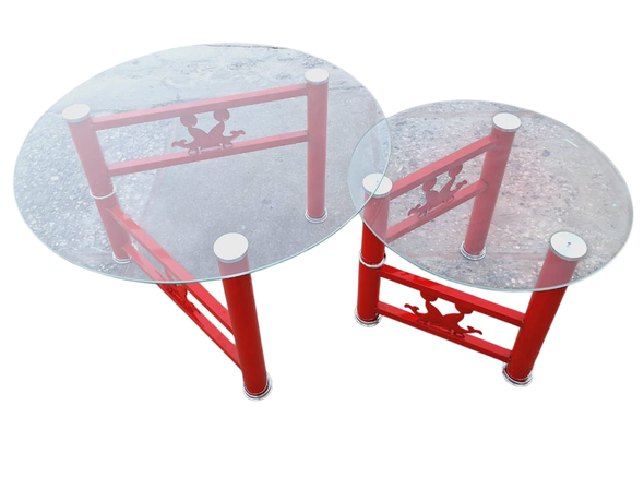 GLASS TABLE CJ-2793-Y45 2PCS SET RED