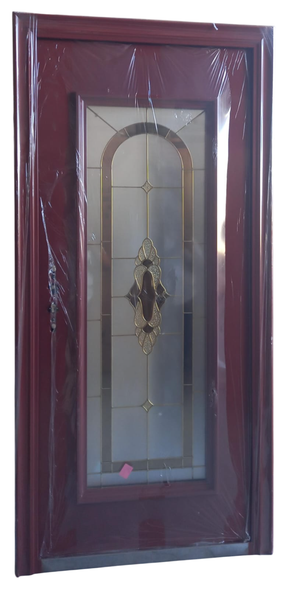 DOOR METAL SINGLE RED BROWN DESIGN GLASS GYN-S913 2050X960X70MM