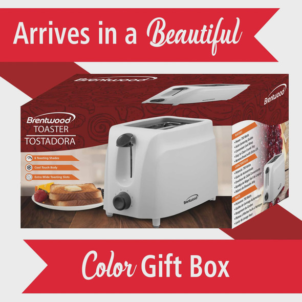 TOASTER 2 SLICE BRENTWOOD TS-260W WHITE