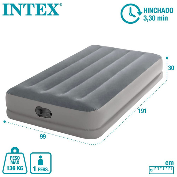 MATTRESS AIR INTEX 64112 39" X 75" X 12" STANDARD WITH FAST FILL USB PUMP