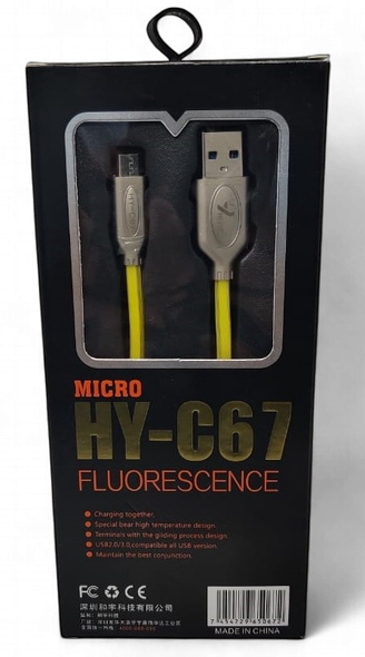 CABLE USB HEYU HY-C67 2.1A MICRO 1000MM FLUORESCENCE