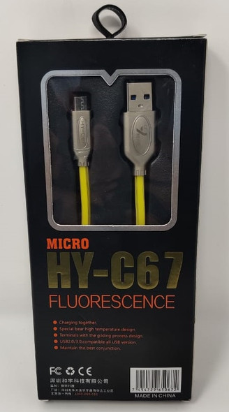 CABLE USB HEYU HY-C67 2.1A MICRO 1000MM FLUORESCENCE