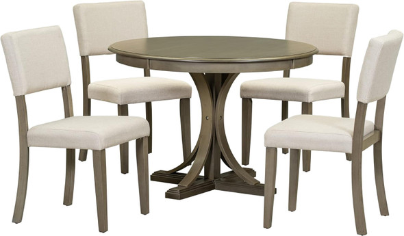 Dining Set Round 5pc Taupe