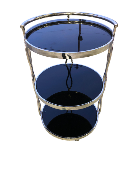 TABLE METAL SERVING TROLLEY P1671-0002 BLACK AND SILVER