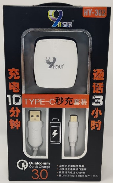 CHARGER CABLE USB HEYU HY-302 TYPE-C 3.0 QUALCOMM QUICK CHARGE