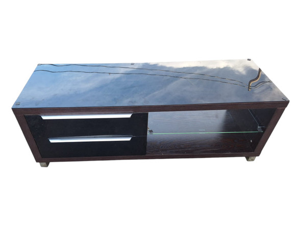 TV STAND 2120 BROWN WOOD AND GLASS