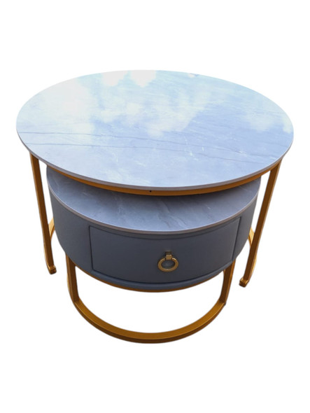 TABLE METAL 2PCS 21B GREY CERAMIC