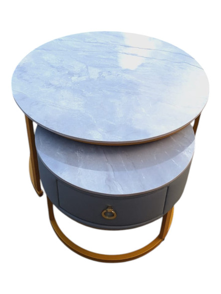 TABLE METAL 2PCS 21B GREY CERAMIC