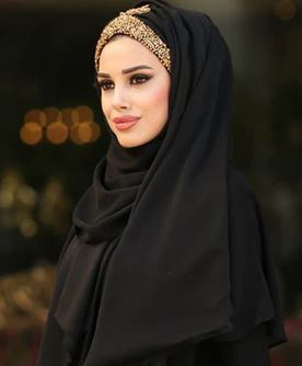 Hijab Scarf Chiffon With Gold Bead