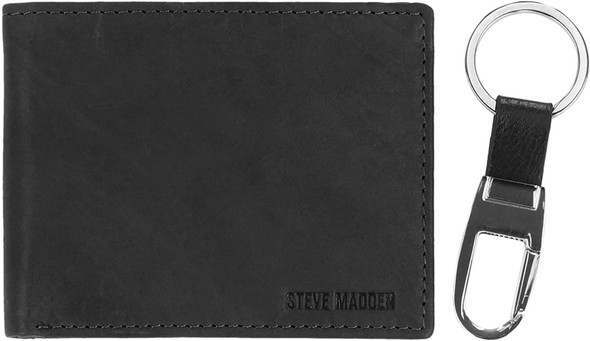 Wallet Men Steve Madden Genuine Leather w/key fob / Brown