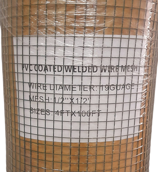 MESH 1/2" X 4FT GREEN PVC COATED 19G 100FT ROLL