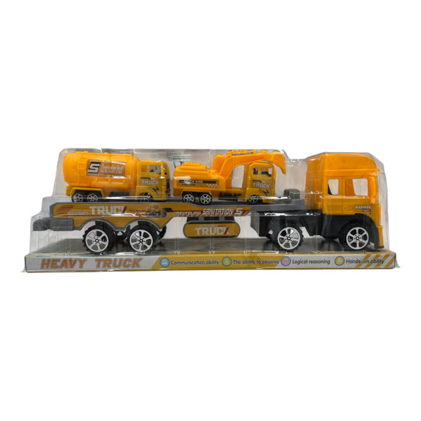 TOY PUSH TRUCK GP-3204 688-001 YELLOW HEAVY CONSTRUCTION SANITATION RECYCLING