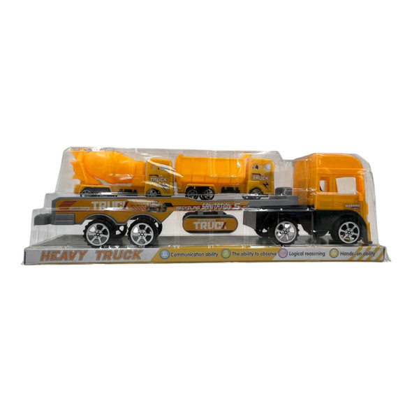 TOY PUSH TRUCK GP-3204 688-001 YELLOW HEAVY CONSTRUCTION SANITATION RECYCLING