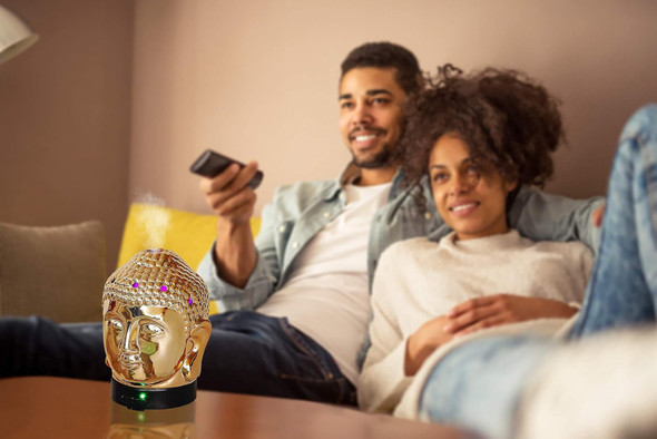 AROMAR OIL DIFFUSER ULTRASONIC CERAMIC HEAD GOLD WITH 7 COLOR LED LIGHTS 100ml 90604 AROMAR OIL DIFFUSER ULTRASONIC CERAMIC HEAD GOLD WITH 7 COLOR LED LIGHTS 100ml 90604