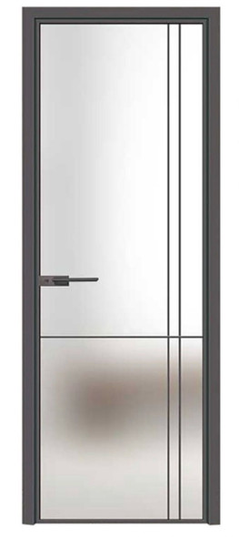 DOOR BATHROOM ALUMINUM ASH GREY FROSTED DECOR GLASS #ZP-8030 210X80CM