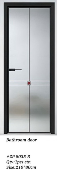 DOOR BATHROOM ALUMINUM BLACK FROSTED DECOR GLASS #ZP-8035 210X80CM