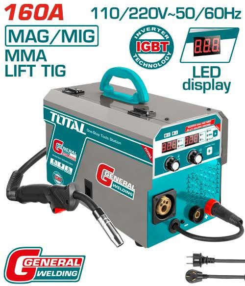 WELDING MACHINE TOTAL UTMGT16058 INVERTER 160A MAG/MIG/MMA/TIG Lift