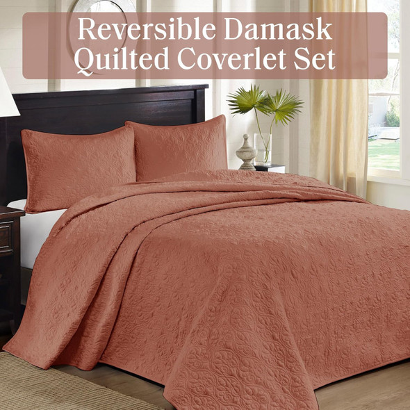 Quilt Set Madison Park Coverlet Reversible Damask 3pcs Queen Quilt Set Madison Park Coverlet Reversible Damask 3pcs Queen