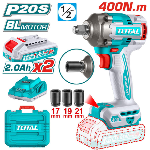 DRILL GUN TOTAL UTIWLI2040 1/2" IMPACT WRENCH 20V LITHIUM ION