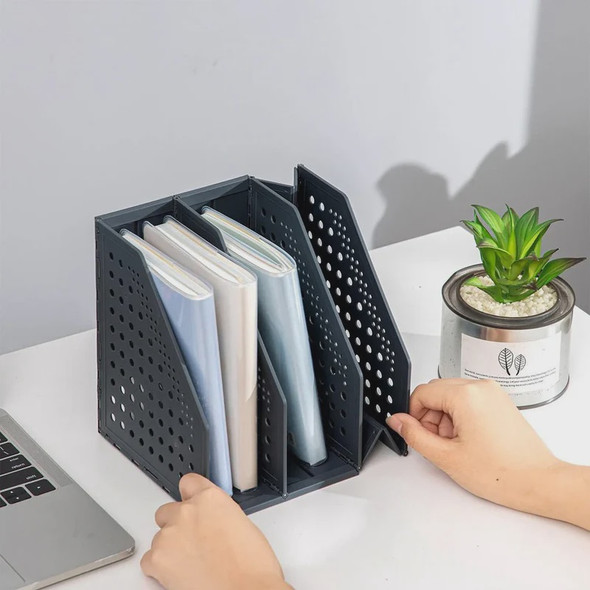 STATIONERY MAGAZINE HOLDER DELI 79003 3-SPACE DARK GREY