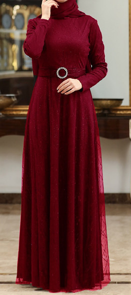 Dress Evening Shimmer Lined Burgandy / Black